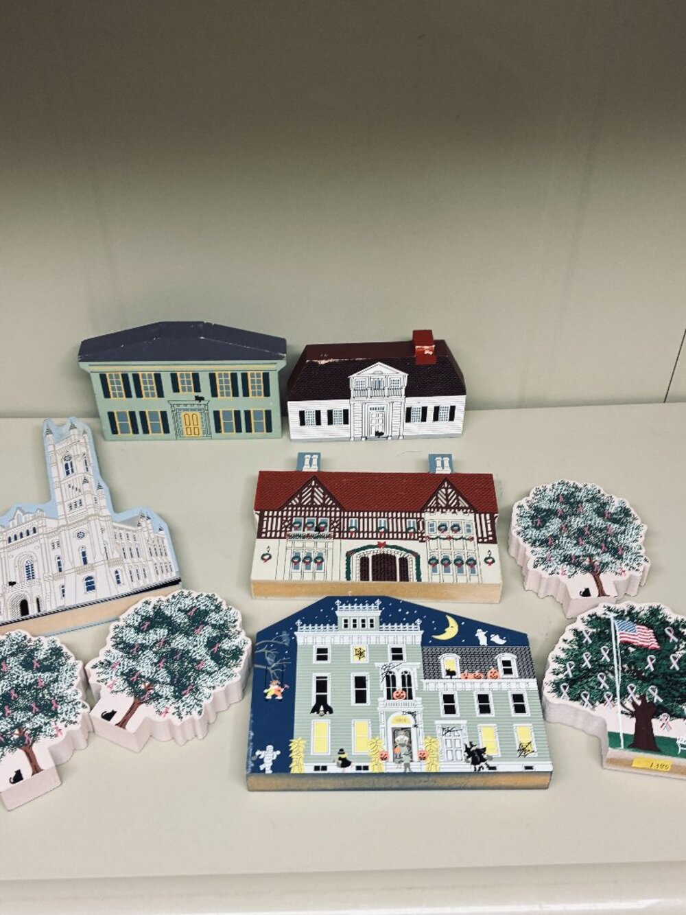 The Cat's Meow Village Lot Vintage Wooden Buildings Decor Eerie Estate Faline